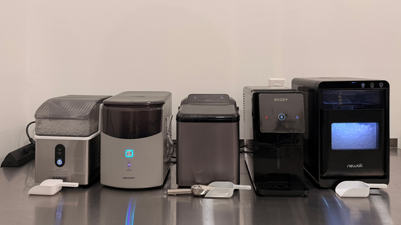 5 different countertop ice makers from multiple brands that all make chewable nugget ice cubes